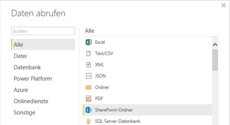 Abfragetyp SharePoint-Ordner in Power Query